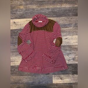 Elegant Striped Red and Brown Women's Dress